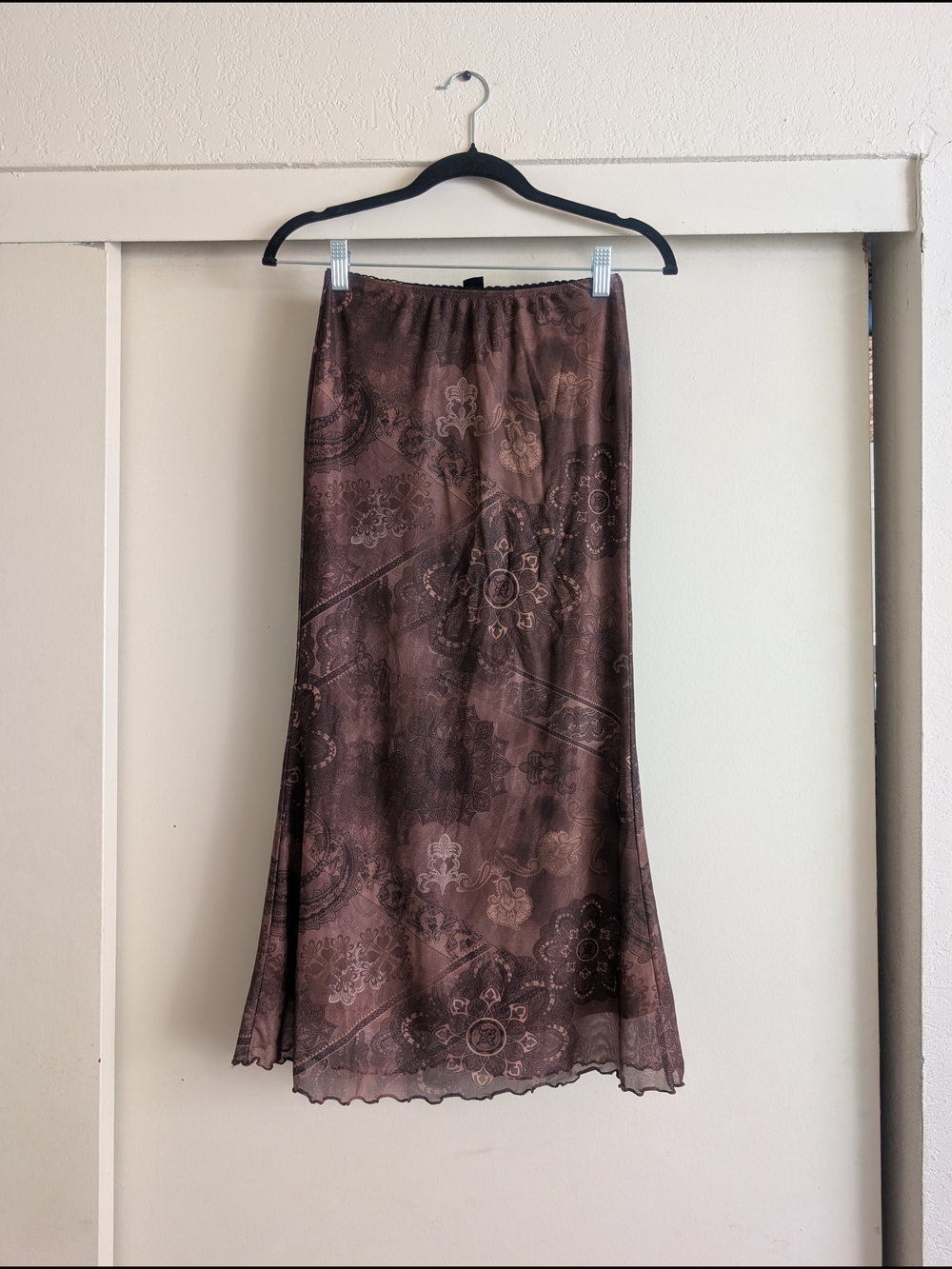 SHEIN Brown Paisley Midi Skirt